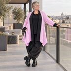 Strickcardigan aus Baumwolle in A-Linie mit Stehkragen und Memorytaft ohne Verschluss