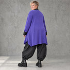 Cardigan in Violett aus Baumwollstrick mit Stehkragen in A-Linie weich und wärmend
