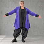 Cardigan in Violett aus Baumwollstrick mit Stehkragen in A-Linie weich und wärmend