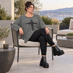 Langarmshirt in Schwarz/Weiß aus Stretchjersey mit A-Linie und seitlichen Schlitzen