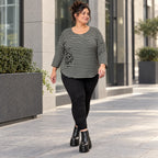 Shirt aus weichem Stretchjersey in Schwarz/Weiß mit 7/8-Arm und gerundetem Schnitt