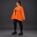 Langarmshirt in Orange aus weichem Stretchjersey mit schmeichelnder A-Linie für jeden Tag