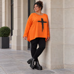 Langarmshirt in Orange aus weichem Stretchjersey mit schmeichelnder A-Linie für jeden Tag