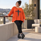Langarmshirt in leuchtendem Orange aus weichem Stretchjersey aus Italien mit A-Linie