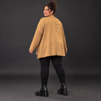Langarmshirt Basic in Camel aus weichem Jersey mit Elasthan und schmeichelnder A-Linie