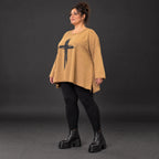 Langarmshirt Basic in Camel aus weichem Jersey mit Elasthan und schmeichelnder A-Linie