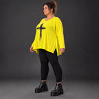 Langarmshirt in strahlendem Gelb aus weichem italienischem Stretchjersey mit A-Linie