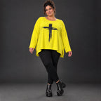 Langarmshirt in strahlendem Gelb aus weichem italienischem Stretchjersey mit A-Linie