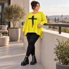 Langarmshirt in strahlendem Gelb aus weichem italienischem Stretchjersey mit A-Linie