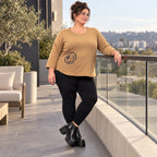Basic Shirt in Camel aus weichem Stretchjersey mit 7/8-Arm und gerundeter Schnittform