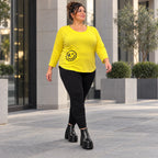 Shirt in leuchtendem Gelb aus weichem Stretchjersey mit Rundhalsausschnitt und 7/8-Arm