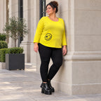 Shirt in leuchtendem Gelb aus weichem Stretchjersey mit Rundhalsausschnitt und 7/8-Arm