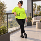 Neongelbes Shirt aus weichem Baumwolljersey mit Rundhalsausschnitt 7/8-Arm und Taschen