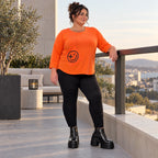 Shirt in Orange mit Rundhalsausschnitt 7/8-Arm und aufgesetzten Taschen aus Stretchjersey