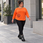 Shirt in Orange mit Rundhalsausschnitt 7/8-Arm und aufgesetzten Taschen aus Stretchjersey