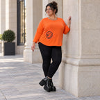 Shirt in Orange mit Rundhalsausschnitt 7/8-Arm und aufgesetzten Taschen aus Stretchjersey