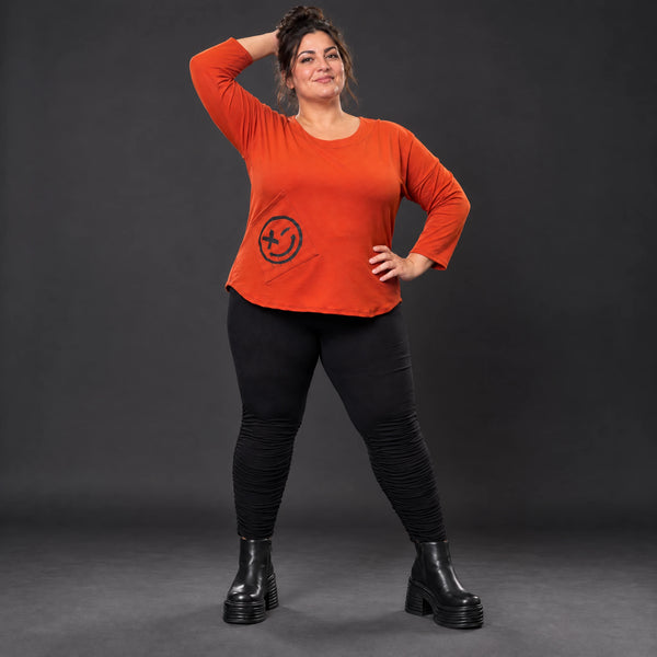 Shirt in Orange aus weichem Stretchjersey mit gerundetem Saum und aufgesetzten Taschen