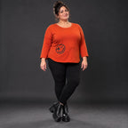 Shirt in Orange aus weichem Stretchjersey mit gerundetem Saum und aufgesetzten Taschen