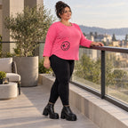 Rundhalsshirt in Pink aus weichem Stretchjersey mit 7/8-Arm und gerundeter Schnittform