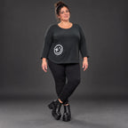 Schwarzes Basic Shirt aus weichem Stretchjersey mit Rundhalsausschnitt und 7/8-Arm