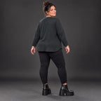 Schwarzes Basic Shirt aus weichem Stretchjersey mit Rundhalsausschnitt und 7/8-Arm