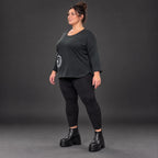 Schwarzes Basic Shirt aus weichem Stretchjersey mit Rundhalsausschnitt und 7/8-Arm