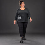 Schwarzes Basic Shirt aus weichem Stretchjersey mit Rundhalsausschnitt und 7/8-Arm