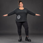 Schwarzes Basic Shirt aus weichem Stretchjersey mit Rundhalsausschnitt und 7/8-Arm