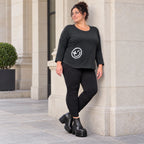 Schwarzes Basic Shirt aus weichem Stretchjersey mit Rundhalsausschnitt und 7/8-Arm