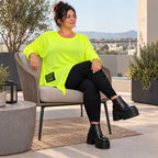 Langarmshirt in Neongelb mit asymmetrischem Zipfelsaum aus weichem Stretchjersey