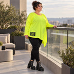 Langarmshirt in Neongelb mit asymmetrischem Zipfelsaum aus weichem Stretchjersey