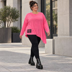 Langarmshirt in frischem Pink mit asymmetrischem Zipfelsaum aus weichem Stretchjersey