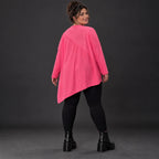 Langarmshirt in frischem Pink mit asymmetrischem Zipfelsaum aus weichem Stretchjersey