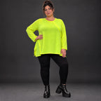 Langarmshirt in Neongelb aus feinem Stretchjersey mit Baumwolle und schmeichelnder A-Linie