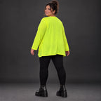 Langarmshirt in Neongelb aus feinem Stretchjersey mit Baumwolle und schmeichelnder A-Linie