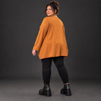 Langarmshirt in Braun aus weichem Stretchjersey mit fließender A-Linie für den Alltag