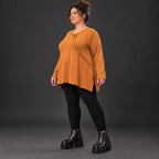 Langarmshirt in Braun aus weichem Stretchjersey mit fließender A-Linie für den Alltag