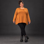 Langarmshirt in Braun aus weichem Stretchjersey mit fließender A-Linie für den Alltag