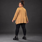 Langarmshirt in Camel mit weiter A-Linie aus weichem Stretchjersey für Alltagslooks