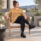 Langarmshirt in Camel mit weiter A-Linie aus weichem Stretchjersey für Alltagslooks