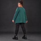 Langarmshirt in Dunkelgrün mit A-Linie und Rundhalsausschnitt aus weichem Stretchjersey