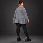 Weiches Langarmshirt in Grau mit fließender A-Linie aus feinem Jersey mit Elasthananteil