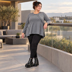 Weiches Langarmshirt in Grau mit fließender A-Linie aus feinem Jersey mit Elasthananteil