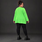 Langarmshirt in Grün aus feinem warmem Stretchjersey aus Italien mit fließender A-Linie