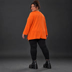 Langarmshirt in Orange aus weichem Stretchjersey mit Rundhalsausschnitt und A-Linie