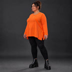 Langarmshirt in Orange aus weichem Stretchjersey mit Rundhalsausschnitt und A-Linie
