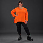 Langarmshirt in Orange aus weichem Stretchjersey mit Rundhalsausschnitt und A-Linie