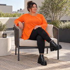 Langarmshirt in Orange aus weichem Stretchjersey mit Rundhalsausschnitt und A-Linie