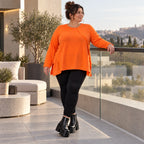 Langarmshirt in Orange aus weichem Stretchjersey mit Rundhalsausschnitt und A-Linie