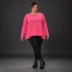 Pinkes Langarmshirt aus weichem Stretchjersey mit Rundhalsausschnitt und lässiger A-Linie